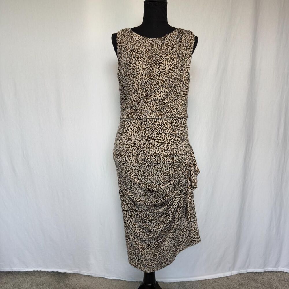 Vintage Betsey Johnson Dress \ Y2K 2000s Leopard Print Ruched Midi Dress
